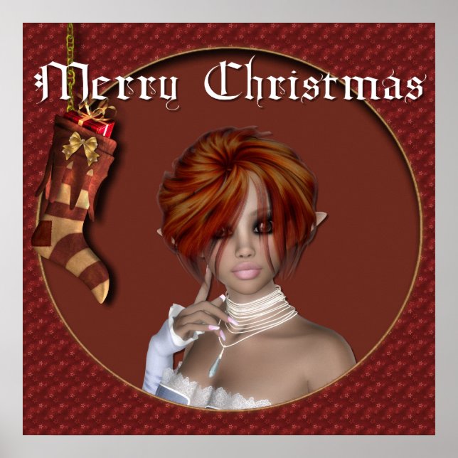 Christmas Elf - Redhead Design 1 - Fantasy Print (Front)