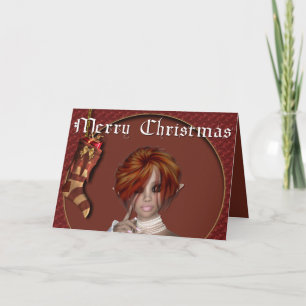 Christmas Elf - Redhead Design 1 - Greeting Card