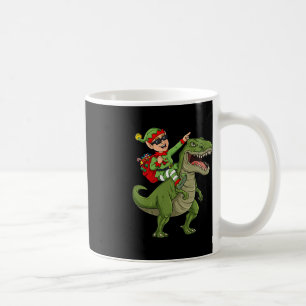 Christmas Elf Riding Dinosaur T Rex Boys Kids Fun Coffee Mug