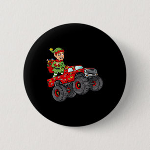 Christmas Elf Riding Monster Truck Boys Kids Famil 6 Cm Round Badge