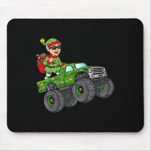 Christmas Elf Riding Monster Truck Boys Kids Famil Mouse Pad