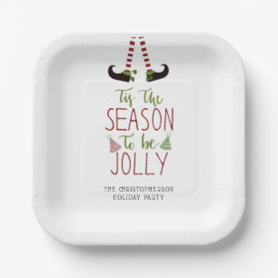 Christmas Elf SEASON TO BE JOLLY Personalised Pape Paper Plate