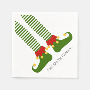 Christmas Elf Shelf NAME Funny Holiday Festive Napkin