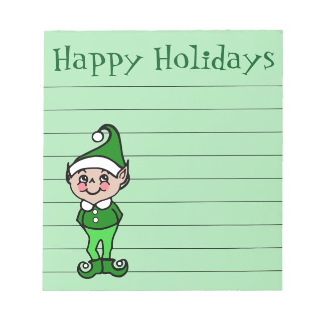 Christmas Elf Shopping Grocery Notepad Gift (Front)