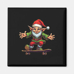 Christmas Elf Skateboarding Skateboarder Boys Girl Magnet