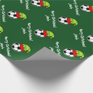 Christmas elf soccer ball wrapping paper for kids