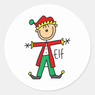 Christmas Elf Stick Figure Sticker