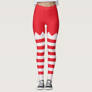 Christmas Elf Stripes and Dots Leggings