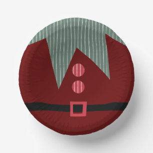 Christmas Elf Suit Holiday Party Paper Plate