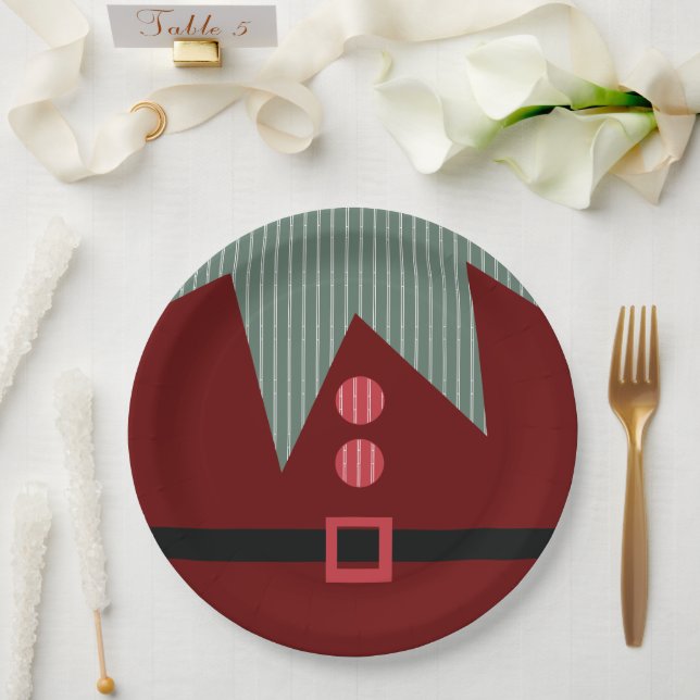 Christmas  Elf Suit Holiday Party   Paper Plate (Wedding)