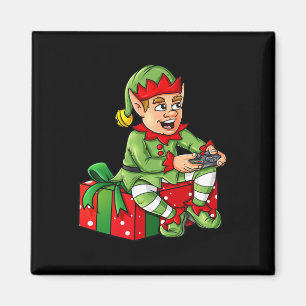 Christmas Elf Video Gamer Controller Boys Kids Xma Magnet