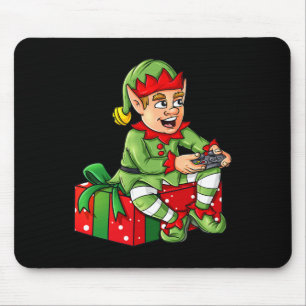 Christmas Elf Video Gamer Controller Boys Kids Xma Mouse Pad