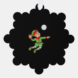 Christmas Elf Volleyball Funny Boys Girls Kids ns Tree Decoration Card