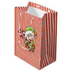 Christmas Elf with Candy Cane Children's Medium Gift Bag