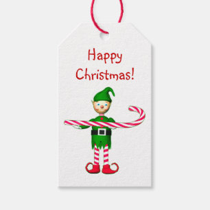 Christmas Elf with Candy Cane Gift Tags