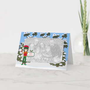 Christmas Elf with Candy Cane Photo Card
