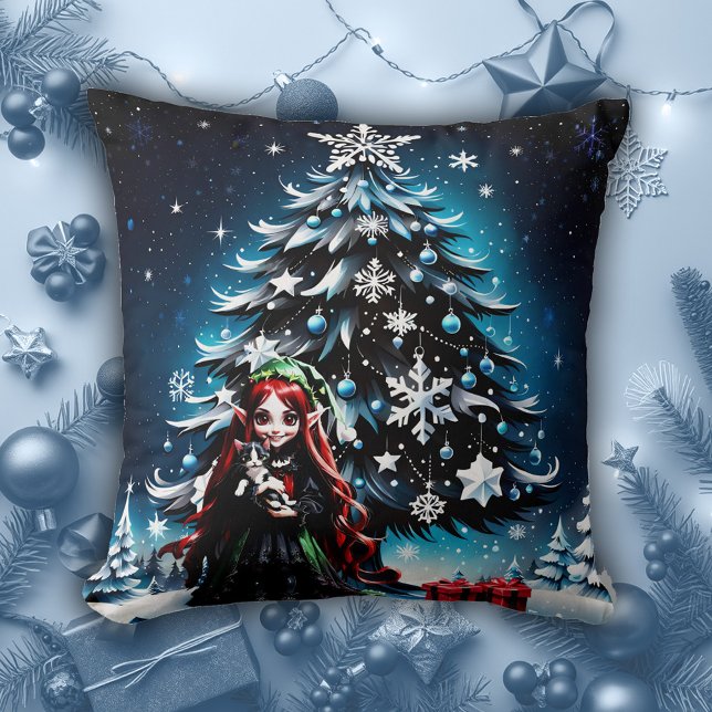 Christmas Elf with Kitten.  Cushion (Creator Uploaded)