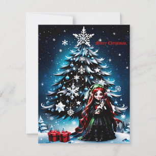Christmas Elf with Kitten. Holiday Card