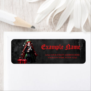 Christmas Elf with Kitten. Return Address Label