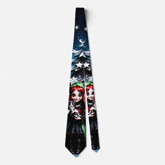 Christmas Elf with Kitten.  Tie (Front)
