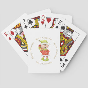 Christmas Elf with Present Playing Cards