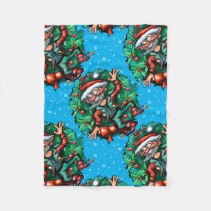 Christmas Elf with Wreath Fleece Blanket