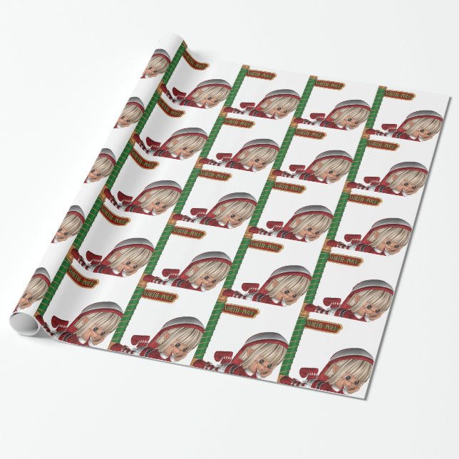 Christmas Elf Wrapping Paper (Unrolled)