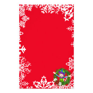 Christmas elf wreath Holiday stationery