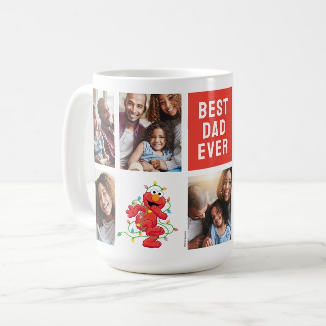 Christmas Elmo | Best Dad - Photo Collage Coffee Mug (Front Left)