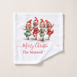 Christmas Elves 4 Photos family name towel