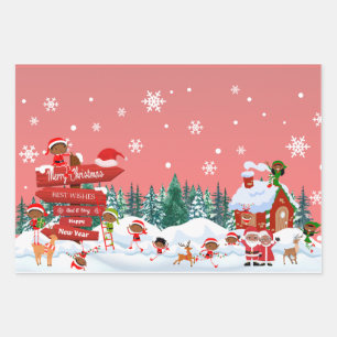 Christmas Elves at Play the North Pole Wrapping Paper Sheet