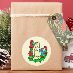 CHRISTMAS ELVES  CLASSIC ROUND STICKER