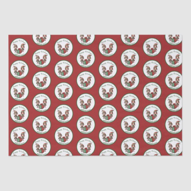 Christmas Elves Custom business Holiday Tissue Paper (Front)