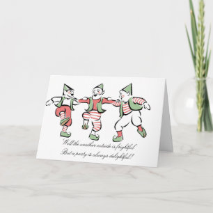 "Christmas Elves Dancing" Holiday Party Invitation
