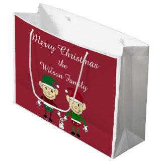 Christmas Elves Holiday large gift bag