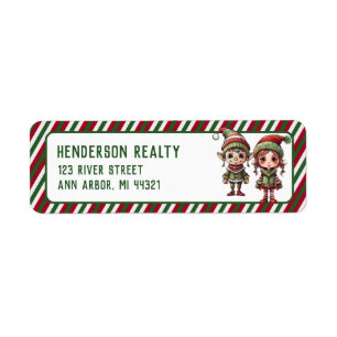 Christmas Elves Holiday Return Address Label