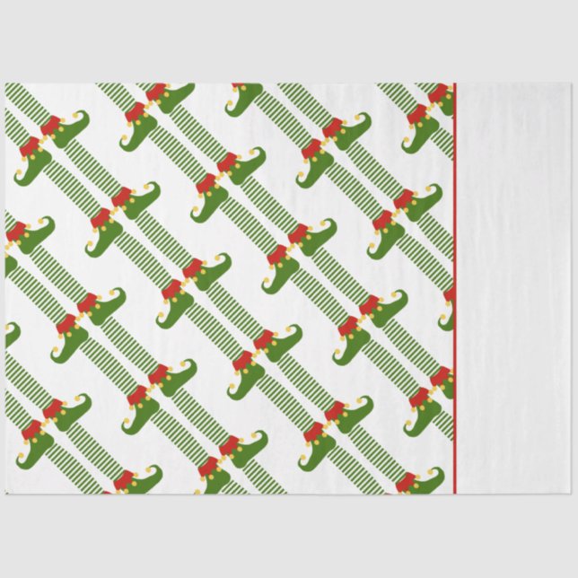 Christmas Elves Pattern Holiday Festive Shelf Elf Tissue Paper (Front)