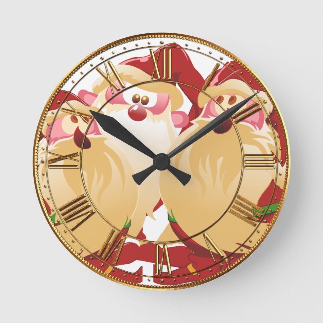 Christmas Elves Round Clock (Front)
