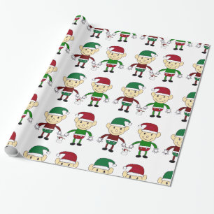Christmas Elves white wrapping paper