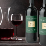 Christmas emerald green business logo wine label<br><div class="desc">A classic emerald green coloured background. Personalise and add your business,  company logo. Text: Merry Christmas. Happy New Year!
For company events,  parties,  marketing,  promotion.</div>