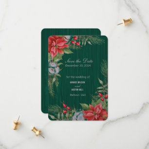 Christmas Emerald Green Poinsettia Save The Date