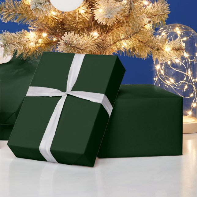 Christmas emerald green solid luxury dark wrapping paper (Holidays)