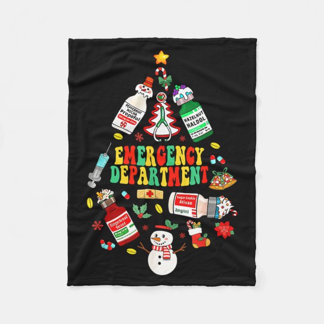 Christmas Emergency Room Er Rn Nurse Department He Fleece Blanket (Front)