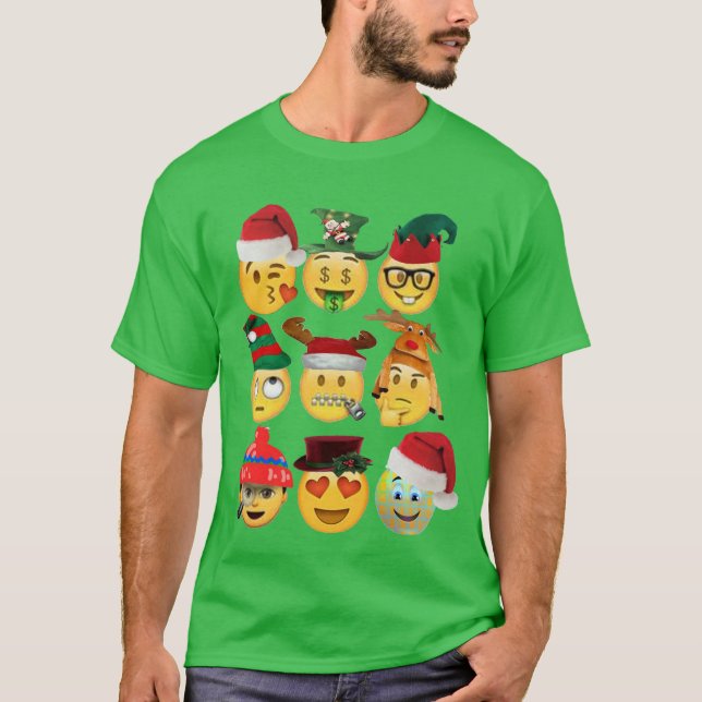 christmas emoji decoration santa funny design T-Shirt (Front)