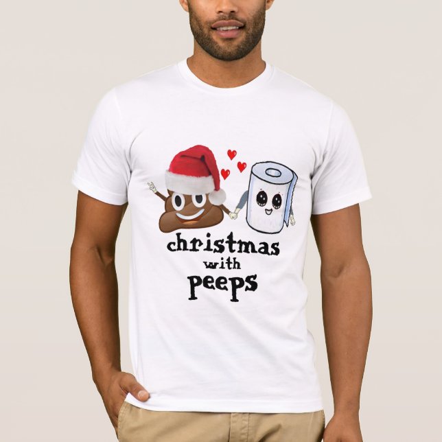 christmas emoji dump toilet paper funny design T-Shirt (Front)