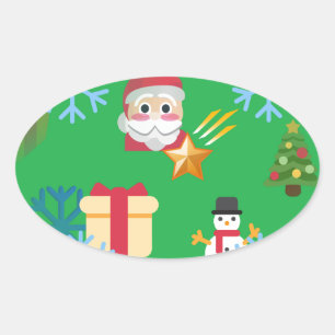christmas emoji oval sticker