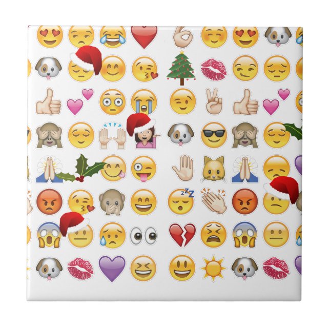 christmas emojis ceramic tile (Front)