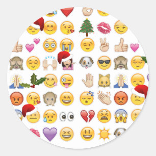 christmas emojis classic round sticker