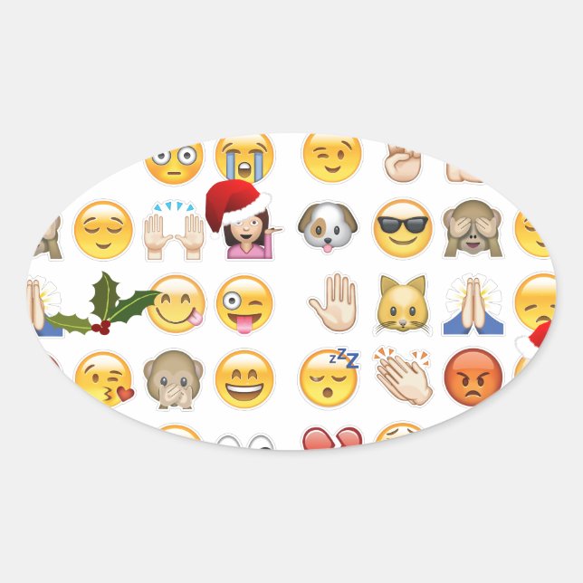 christmas emojis oval sticker (Front)