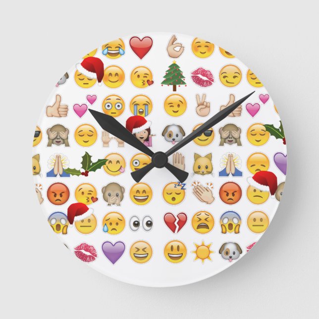 christmas emojis round clock (Front)